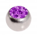 Einzelne Piercing-Kugel Kristall Strass Lila
