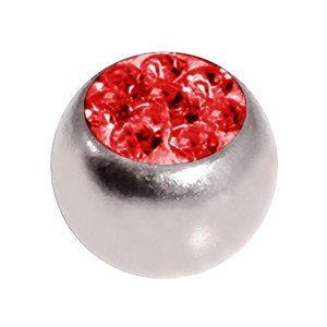 Einzelne Piercing-Kugel Kristall Strass Rot