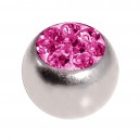 Einzelne Piercing-Kugel Kristall Strass Rosa