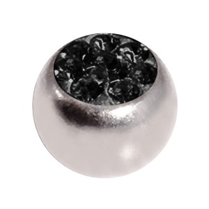 Einzelne Piercing-Kugel Kristall Strass Schwarz