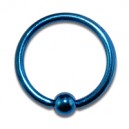 Labret / Ball Closure Ring w/ Navy Blue Anodization