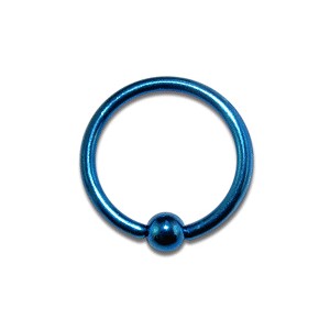 Labret / Ball Closure Ring w/ Navy Blue Anodization