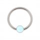 316L Steel Lip/Ear Ball Closure Ring with White Synthetic Opal