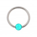 Ring Lippe / Ohr BCR Stahl 316L mit Synthetischen Opal Grün
