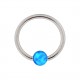 316L Steel Lip/Ear Ball Closure Ring with Blue Synthetic Opal