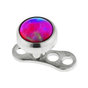 Red Synthetic Opal Top for Microdermal Piercing