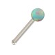 316L Steel Straight Nose Pin Bone Bar with White Synthetic Opal