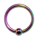 Piercing Labret / Conch Anneau Anodisé Multicolore fermeture Boule