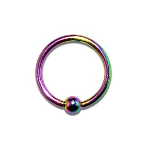 Labret / Ball Closure Ring w/ Rainbow Anodization