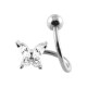Helix / Twisted 316L Steel Barbell w/ White Strass Big Butterfly