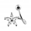 Helix / Twisted 316L Steel Barbell w/ White Strass Flower