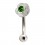 925 Silver Mini Rose Charm Eyebrow Curved Bar Ring w/ Dark Green Strass