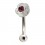 925 Silver Mini Rose Charm Eyebrow Curved Bar Ring w/ Purple Strass