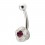 925 Silver Mini Rose Charm Eyebrow Curved Bar Ring w/ Purple Strass