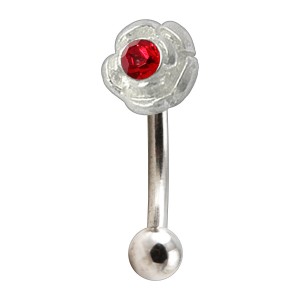 Augenbrauenpiercing Charm Mini Rose 925 Silber Strass Rot