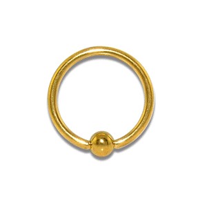 Labret / Ball Closure Ring w/ Golden Anodization