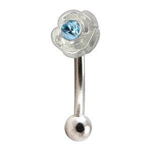Piercing Arcade Charm Mini Rose Argent 925 Strass Turquoise