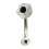 925 Silver Mini Rose Charm Eyebrow Curved Bar Ring w/ Black Strass