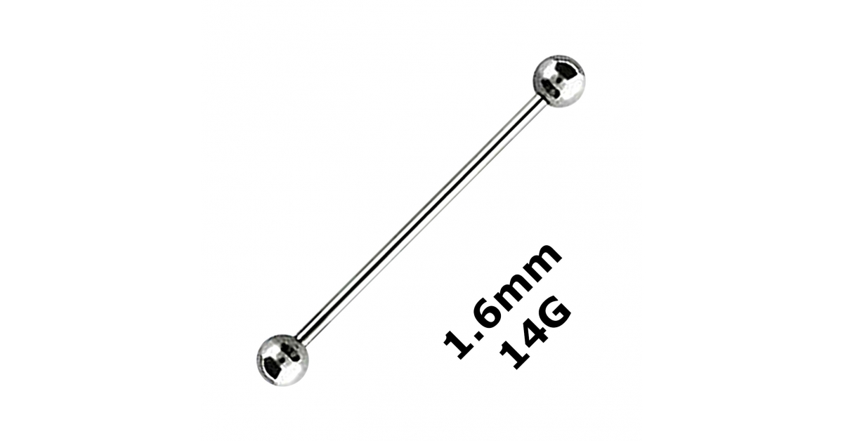 Piercing Industrial Barbell 1.6 mm 14G Stahl 316L Zwei Kugeln