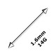 Industrial-Piercing Barbell 1.6 mm / 14G Stahl 316L Zwei Spitzen
