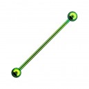 Green Anodized Industrial Barbell 316L Steel 14G Ring w/ Balls