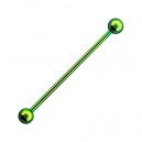 Industrial-Piercing Barbell 14G Stahl 316L Eloxiert Gr&uuml;n Kugeln