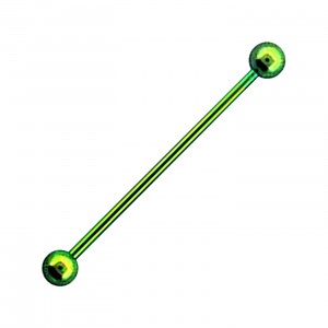 Industrial-Piercing Barbell 14G Stahl 316L Eloxiert Grün Kugeln