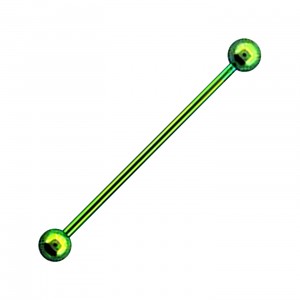 Piercing Industrial Barbell 14G Acero 316L Anodizado Verde Bolas