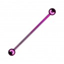 Industrial-Piercing Barbell 14G Stahl 316L Eloxiert Rosa Kugeln