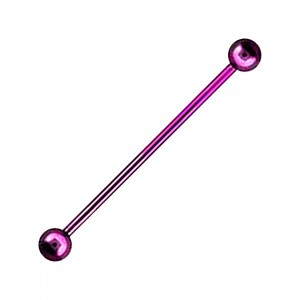 Industrial-Piercing Barbell 14G Stahl 316L Eloxiert Rosa Kugeln