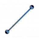 Dark Blue Anodized Industrial Barbell 316L Steel 14G Ring w/ Balls