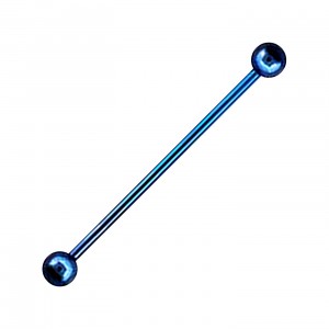 Industrial-Piercing Barbell 14G Stahl 316L Eloxiert Dunkelblau Kugeln