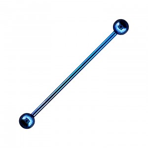 Piercing Industrial Barbell 14G Acero 316L Anodizado Azul Oscuro Bolas