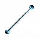 Industrial-Piercing Barbell 14G Stahl 316L Eloxiert Hellblau Kugeln