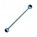 Piercing Industrial Barbell 14G Acero 316L Anodizado Azul Claro Bolas