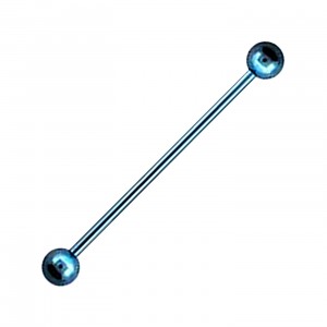 Industrial-Piercing Barbell 14G Stahl 316L Eloxiert Hellblau Kugeln