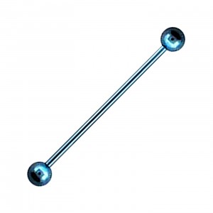 Light Blue Anodized Industrial Barbell 316L Steel 14G Ring w/ Balls