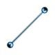 Industrial-Piercing Barbell 14G Stahl 316L Eloxiert Hellblau Kugeln