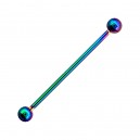 Industrial-Piercing Barbell 14G Stahl 316L Eloxiert Mehrfarbig Kugeln