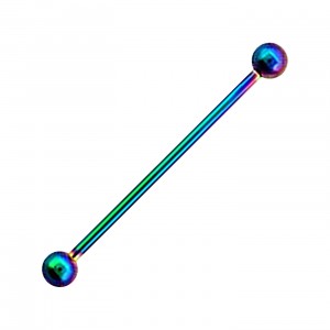 Industrial-Piercing Barbell 14G Stahl 316L Eloxiert Mehrfarbig Kugeln