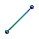 Rainbow Anodized Industrial Barbell 316L Steel 14G Ring w/ Balls