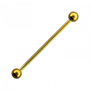 Industrial-Piercing Barbell 14G Stahl 316L Eloxiert Golden Kugeln