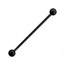 Black Anodized Industrial Barbell 316L Steel 14G Black-Line Ring w/ Balls
