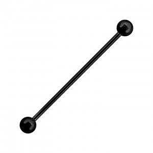 Black Anodized Industrial Barbell 316L Steel 14G Black-Line Ring w/ Balls