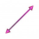 Industrial-Piercing Barbell 14G Stahl 316L Eloxiert Rosa Spitzen