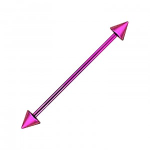 Industrial-Piercing Barbell 14G Stahl 316L Eloxiert Rosa Spitzen