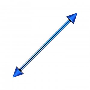 Industrial-Piercing Barbell 14G Stahl 316L Eloxiert Dunkelblau Spitzen
