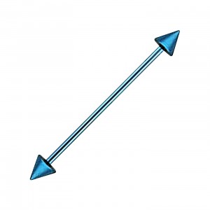 Industrial-Piercing Barbell 14G Stahl 316L Eloxiert Hellblau Spitzen