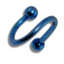 Spiral- / Helix-Piercing Eloxiert Blau Kugeln