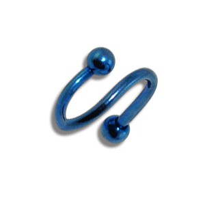 Spiral- / Helix-Piercing Eloxiert Blau Kugeln
